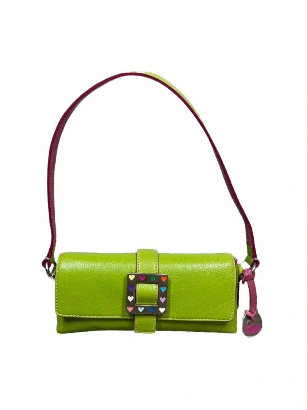 Rare Vintage Y2K Dooney & Bourke Lime Green Hearts Mini Shoulder Bag